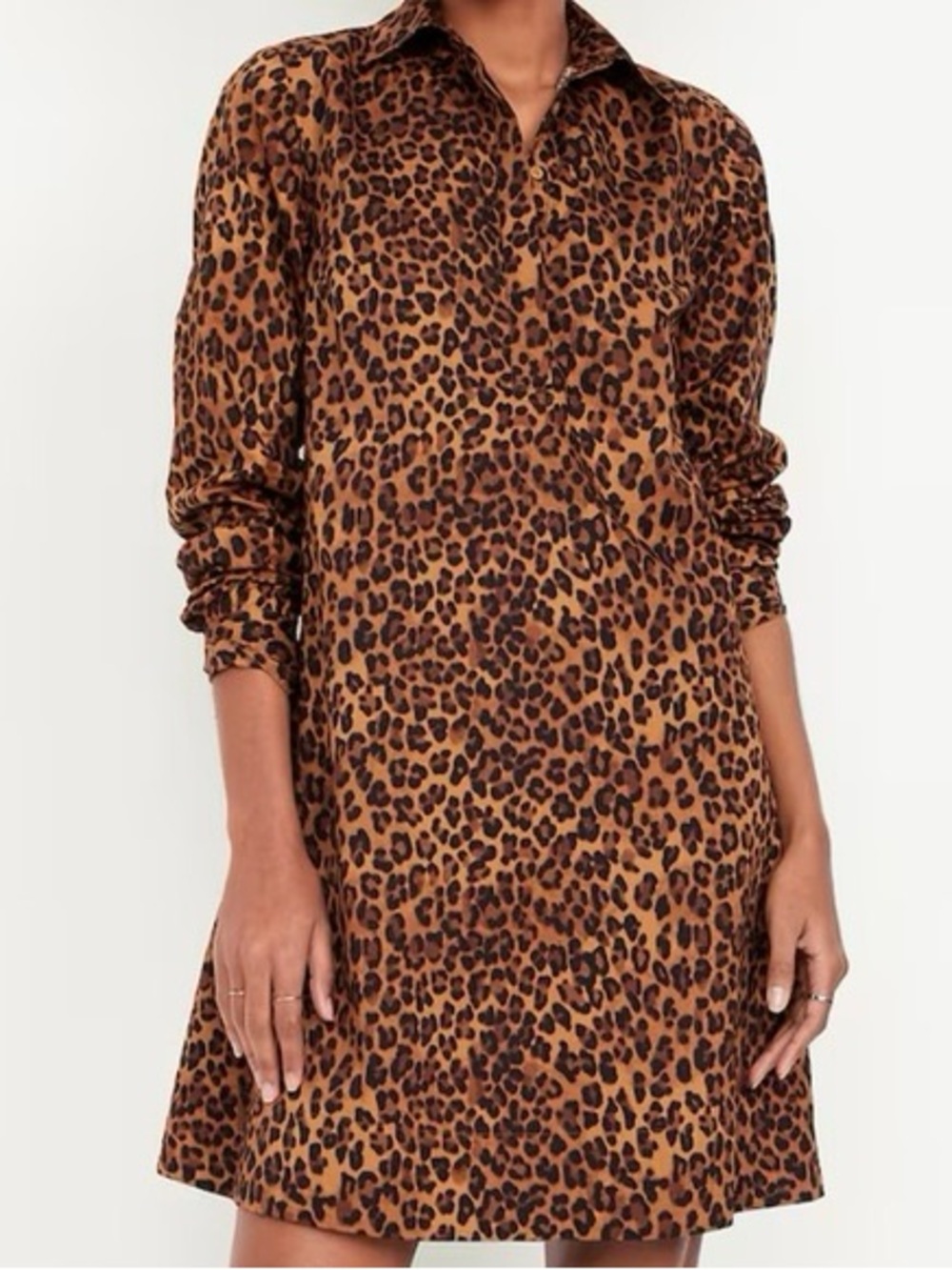 Old Navy Leopard Print Shirt Dress Brown